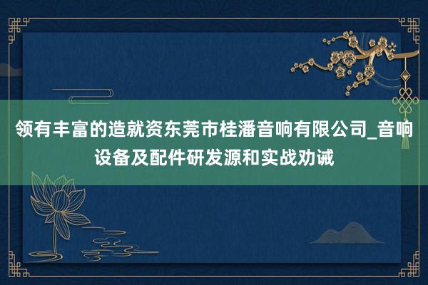 领有丰富的造就资东莞市桂潘音响有限公司_音响设备及配件研发源和实战劝诫